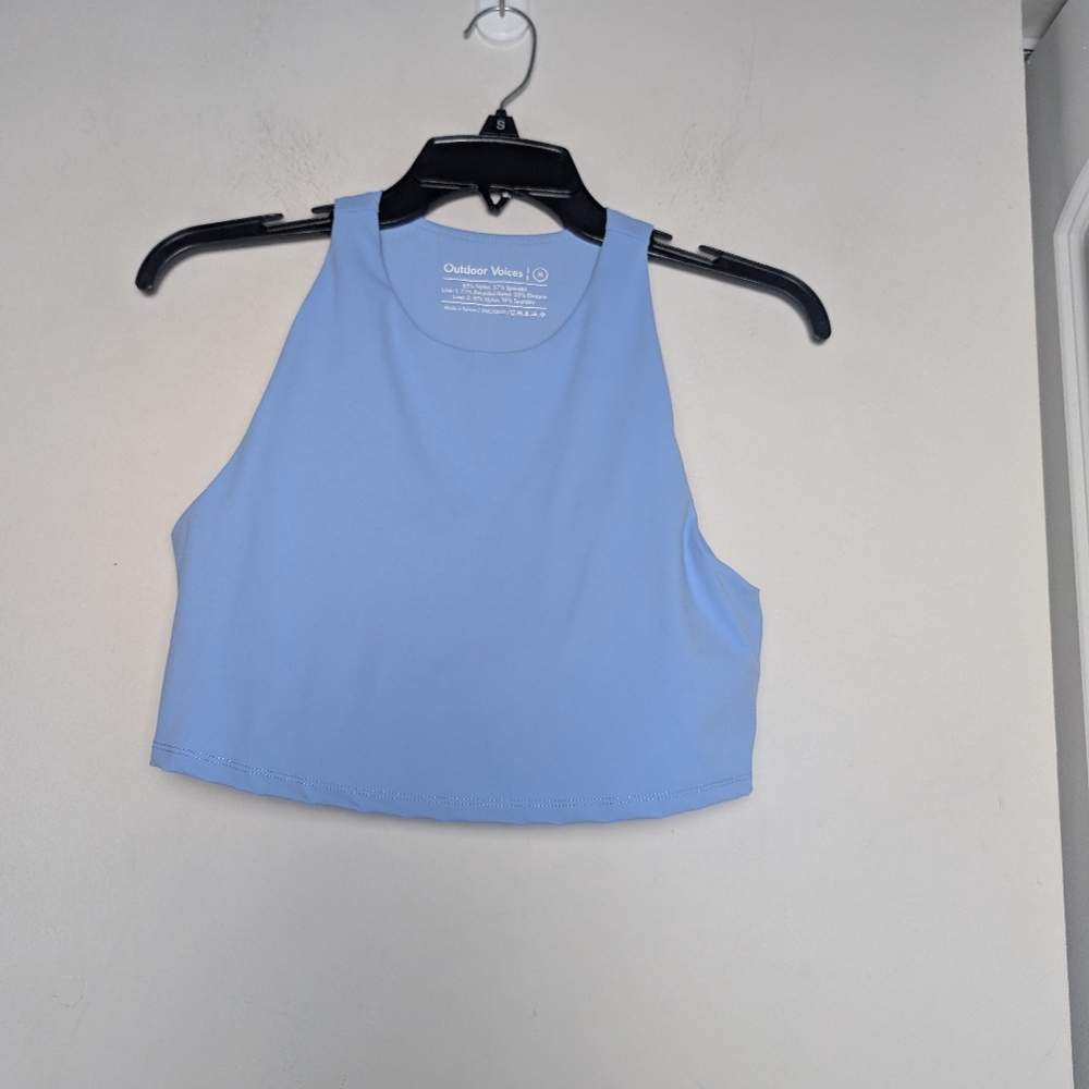 Outdoor Voices Top Crop Sports Bra Blue Zoom Tank Sz M